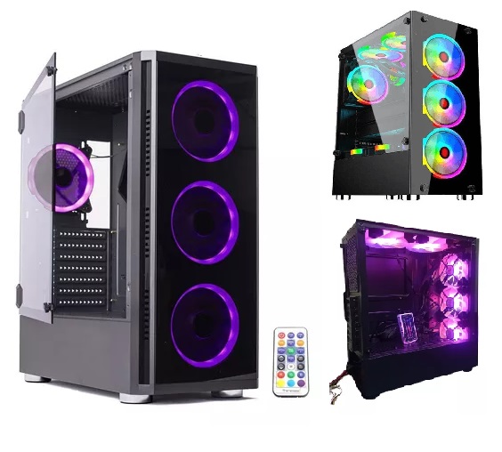 GABINETE GAMER SHURE ATX 134 RGB 5 COOLER C/ CONTROL REMOTO / SIN FUENTE - GABINETE08448